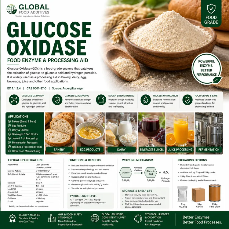 Glucose Oxidase food enzyme food additive ingredient illustration