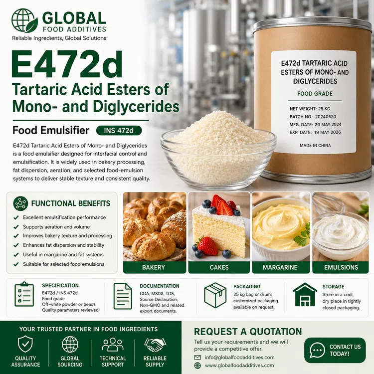 Food-grade E472d Tartaric Acid Esters of Mono- and Diglycerides emulsifier